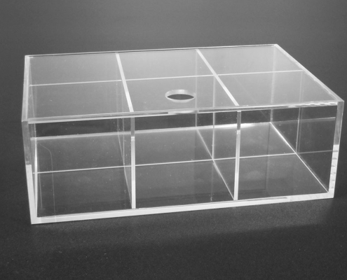 Scatola plexiglas trasparente 6 comparti con coperchio